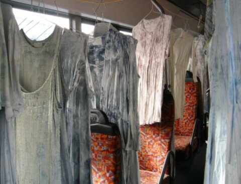 The dresses in the bus