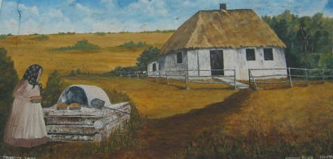 Myndskreyting á hafnarbakkanu í Gimli